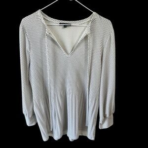 Adrianna Pappell Womens Black and White Polka Dot Blouse Top Small Career Office